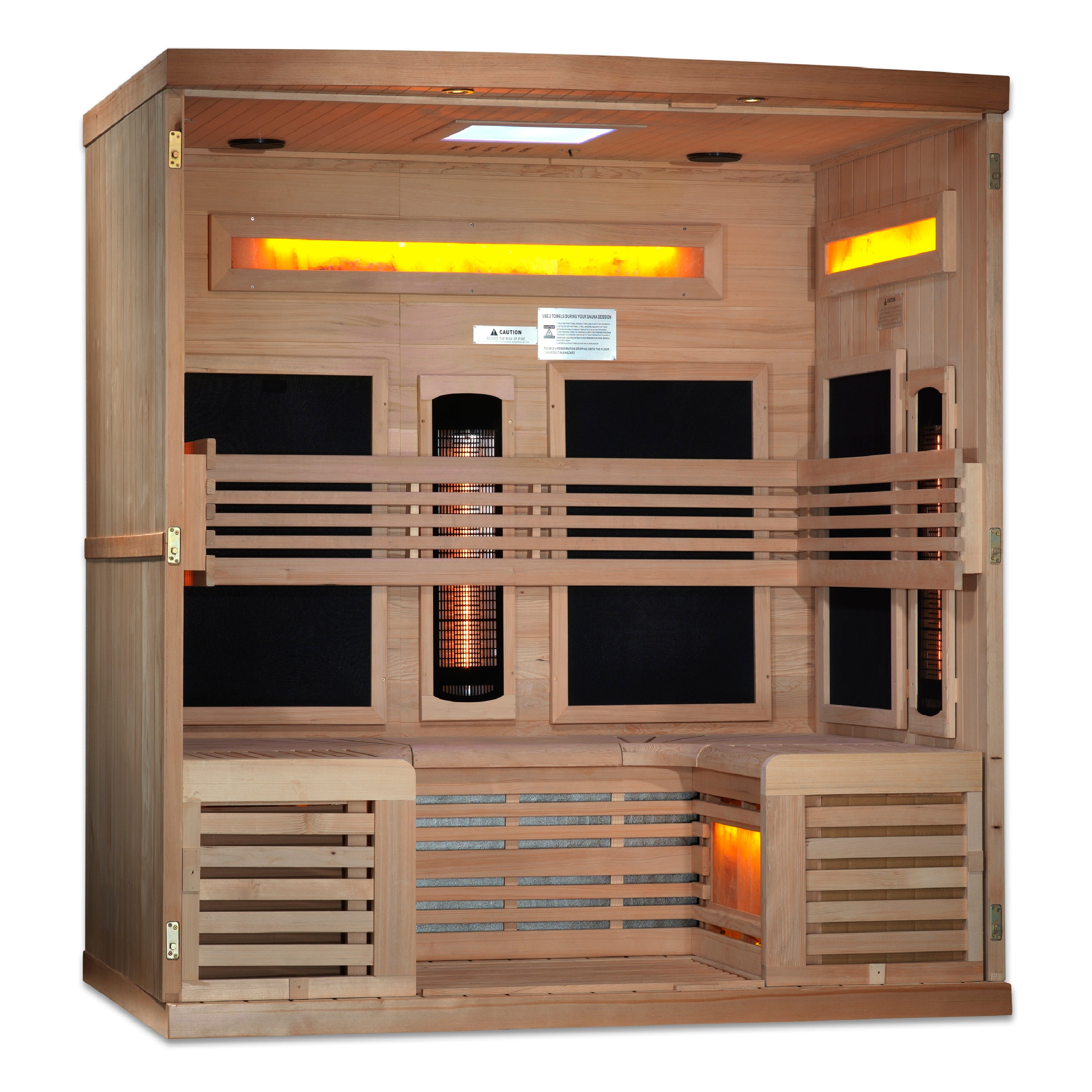 Golden Designs 6-Person Full Spectrum PureTech™ Near Zero EMF (Under 3MG) FAR Infrared Sauna with Himalayan Salt Bar (Canadian