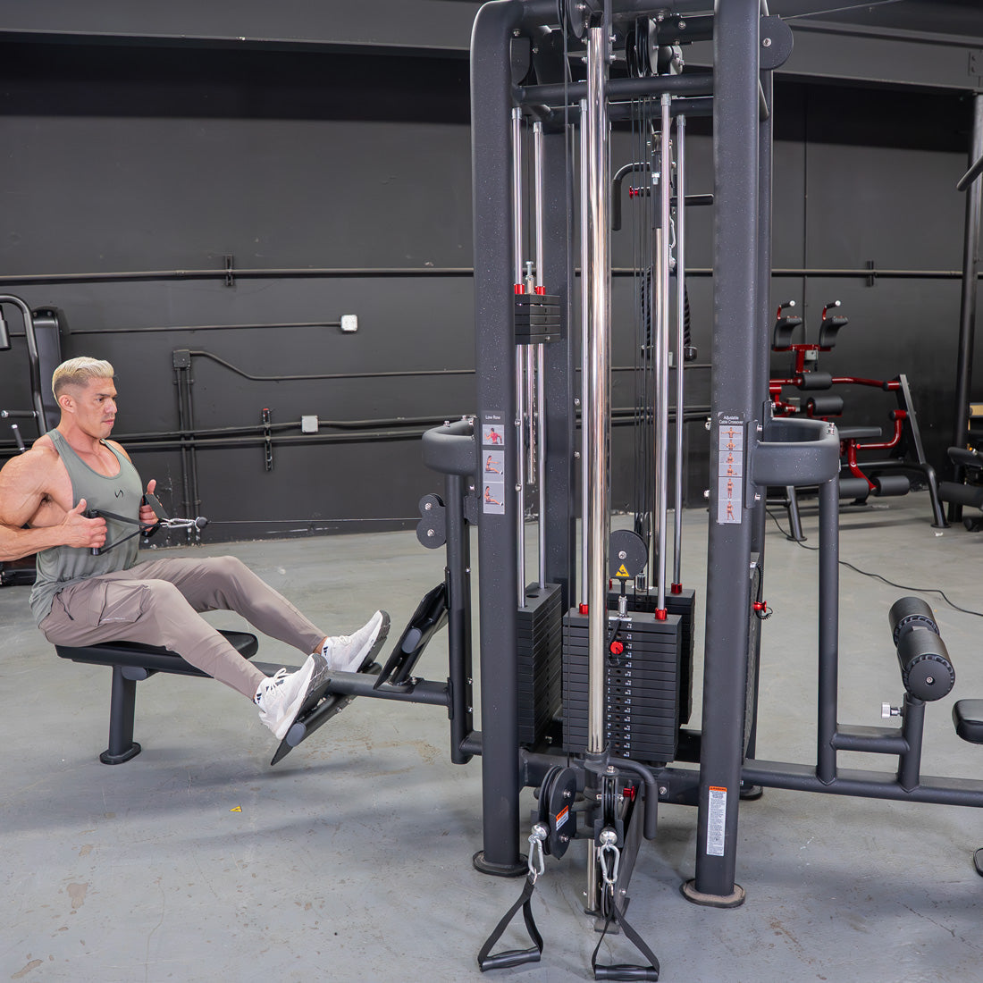 4 Stack Megatron Standard Jungle Gym - 2 Colors - Muscle D Fitness - Low Row, Lat Pulldown, Single Handle Hi/low Pulley, Double Hi/Low Pulley