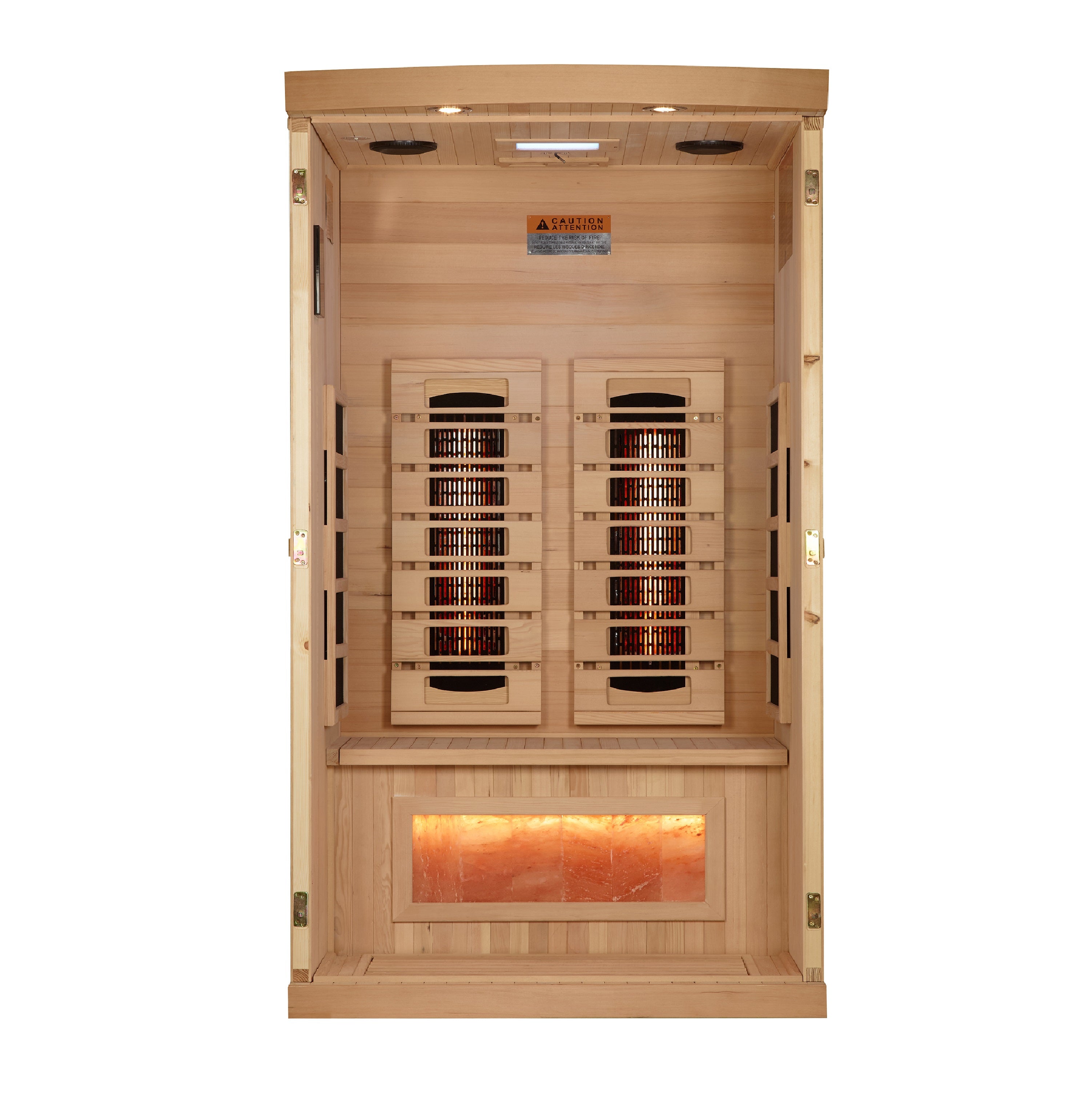 Golden Designs 1-2-Person Full Spectrum PureTech™ Near Zero EMF (Under 3MG) FAR Infrared Sauna with Himalayan Salt Bar (Canadia