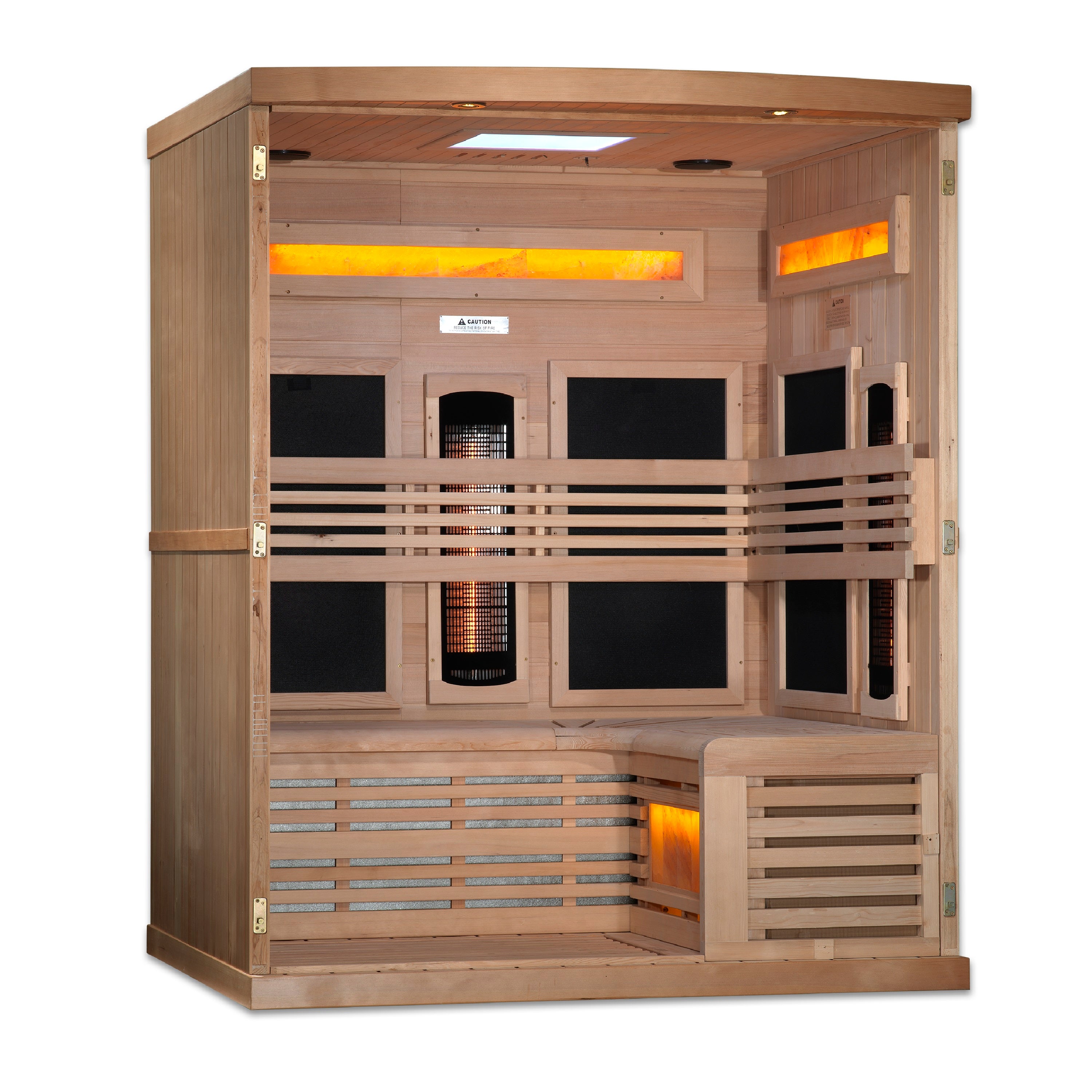 Golden Designs 3-Person Full Spectrum PureTech™ Near Zero EMF (Under 3MG) FAR Infrared Sauna with Himalayan Salt Bar (Canadian