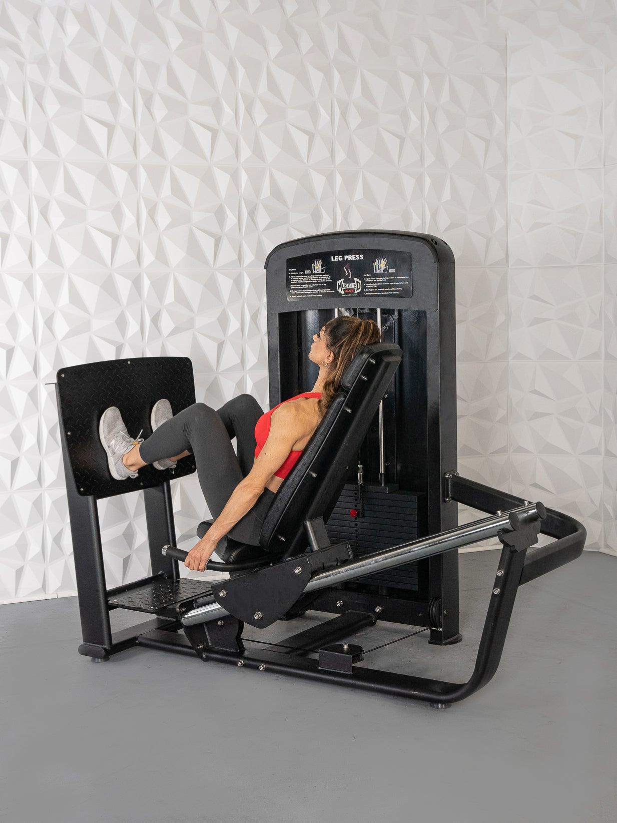 Elite Selectorized Leg Press - Muscle D Fitness - Commercial - Adjustable Seat - Pin Selectorized - Quads Glutes Workout