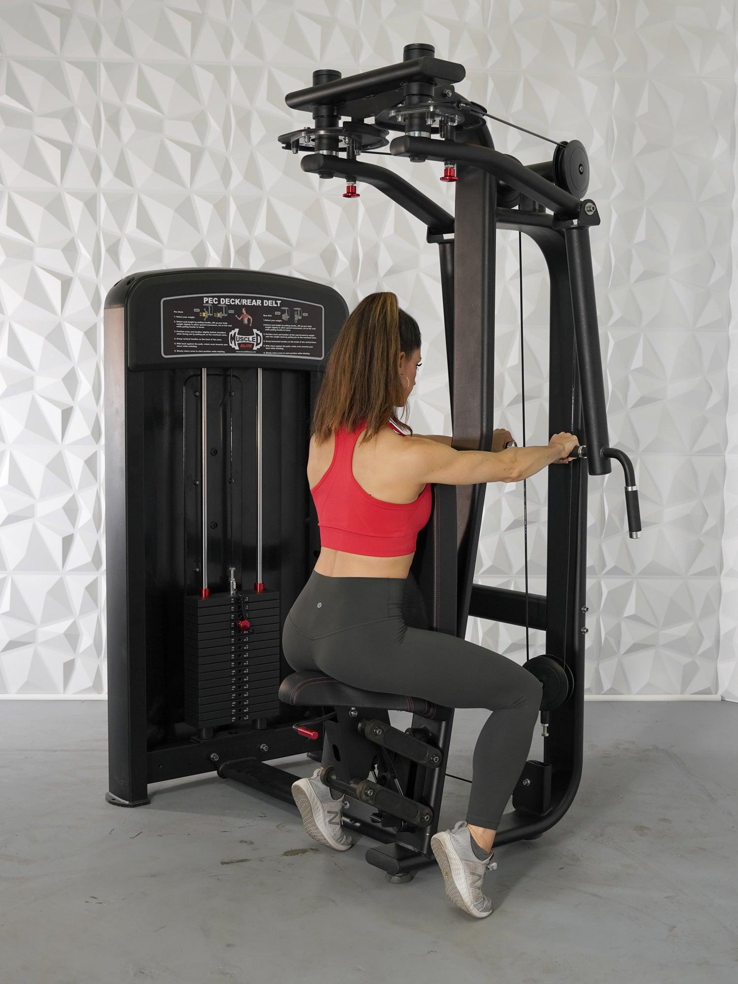 Elite Selectorized Pec Deck/Rear Delt - Muscle D Fitness - Commercial - Adjustable Seat - Pin Selectorized  Chest / Back Combo